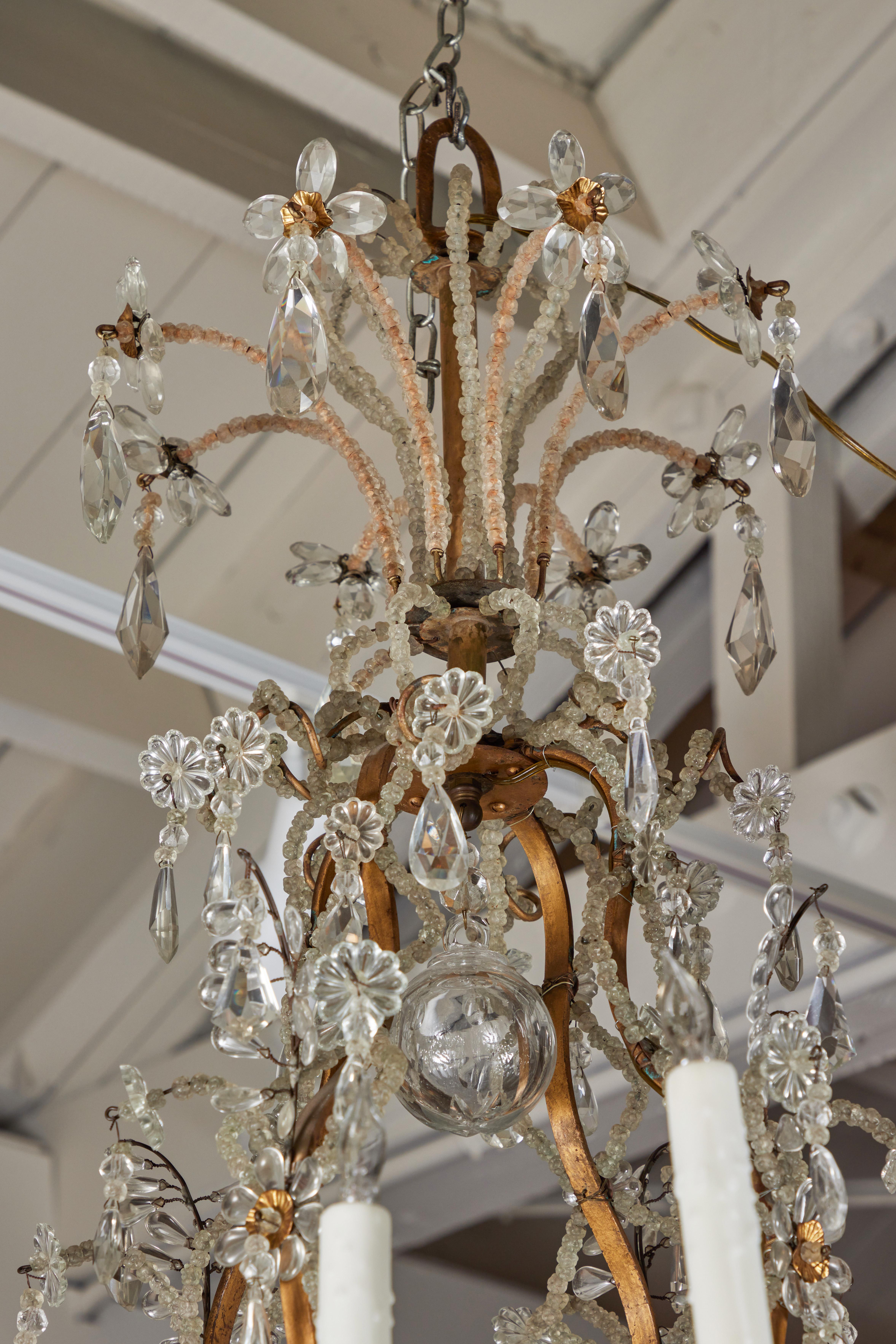 Richly Embellished, Italian Chandelier In Good Condition For Sale In Newport Beach, CA