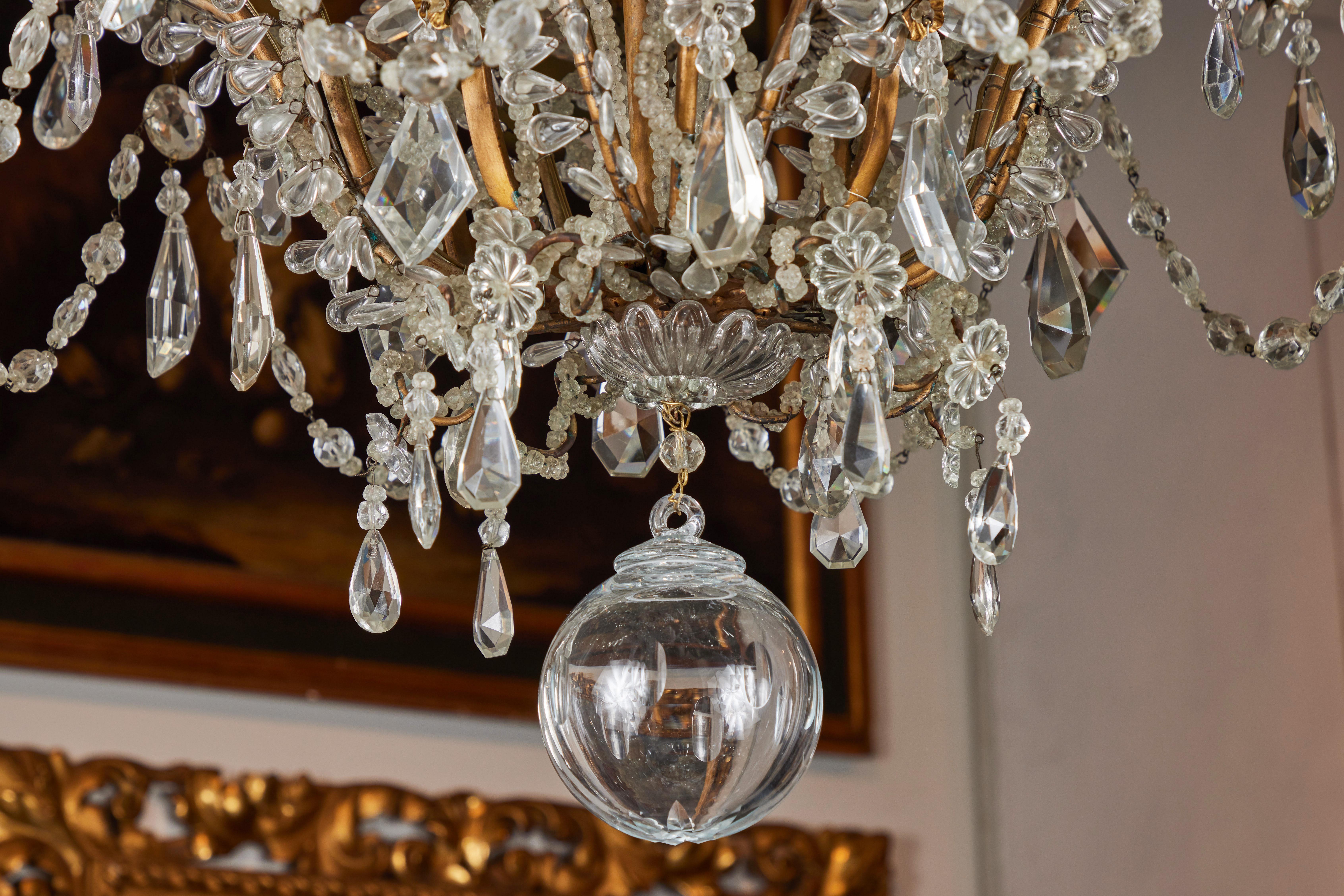Late 19th Century Richly Embellished, Italian Chandelier For Sale