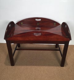 Richly Figured Mahogany Warm Patina Antique Butlers Tray on a Later Base