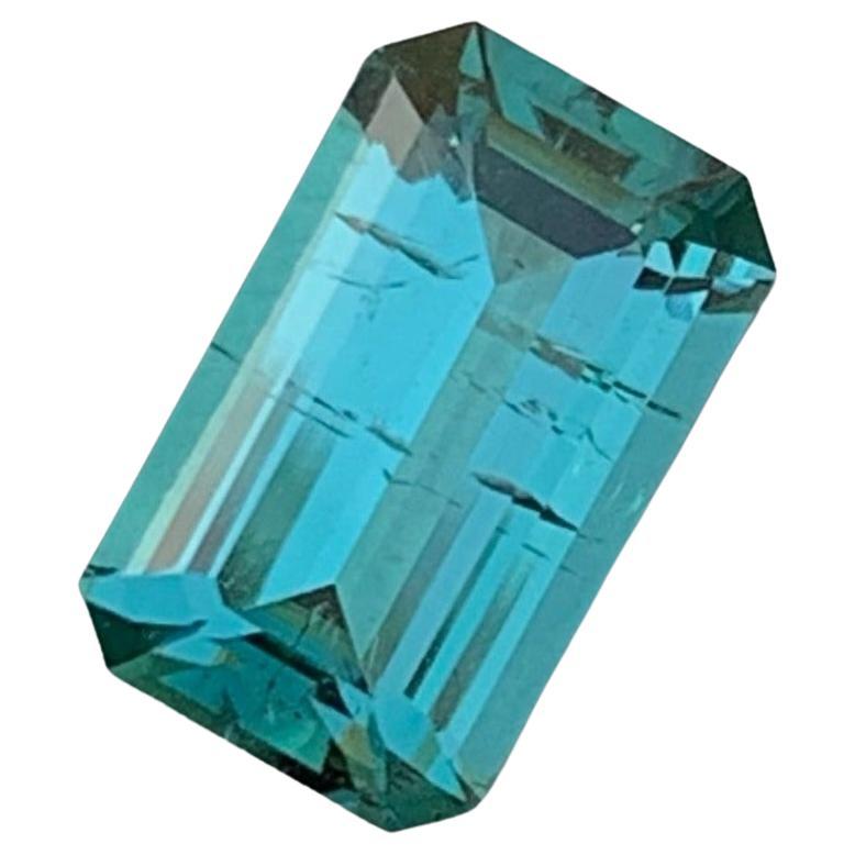 Tourmaline bleue richement colorée de 1,80 carat, pierre précieuse naturelle afghane de taille émeraude