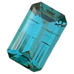 Reichhaltig gefärbter blauer Turmalin 1,80 Karat Smaragdschliff Natürlicher Afghani-Edelstein