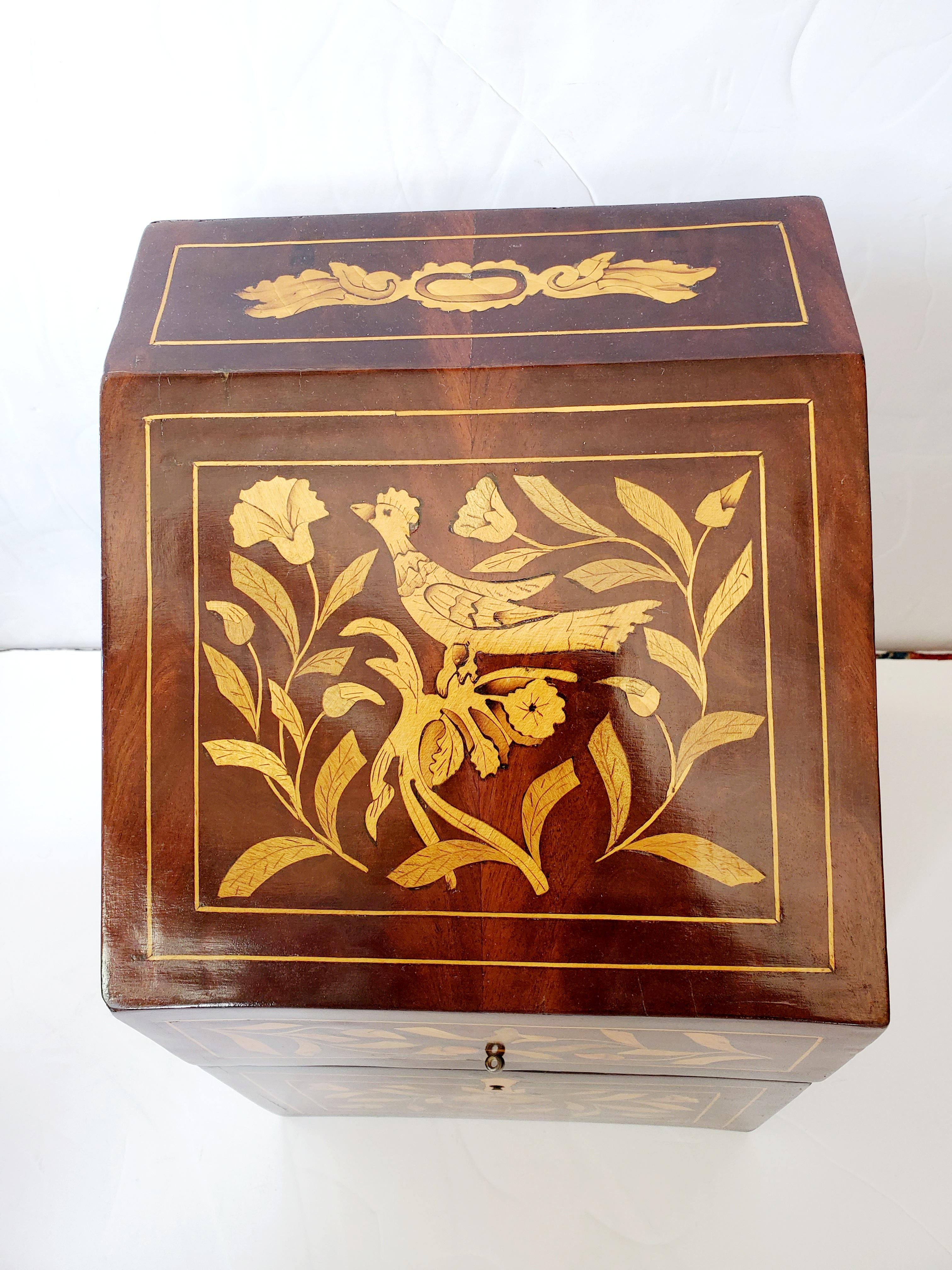Richly Inlaid Antique Mahogany & Satinwood English Letterbox 1