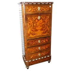 Richly Inlaid Dutch Secretary Desk from the 1800s, Made of Rosewood