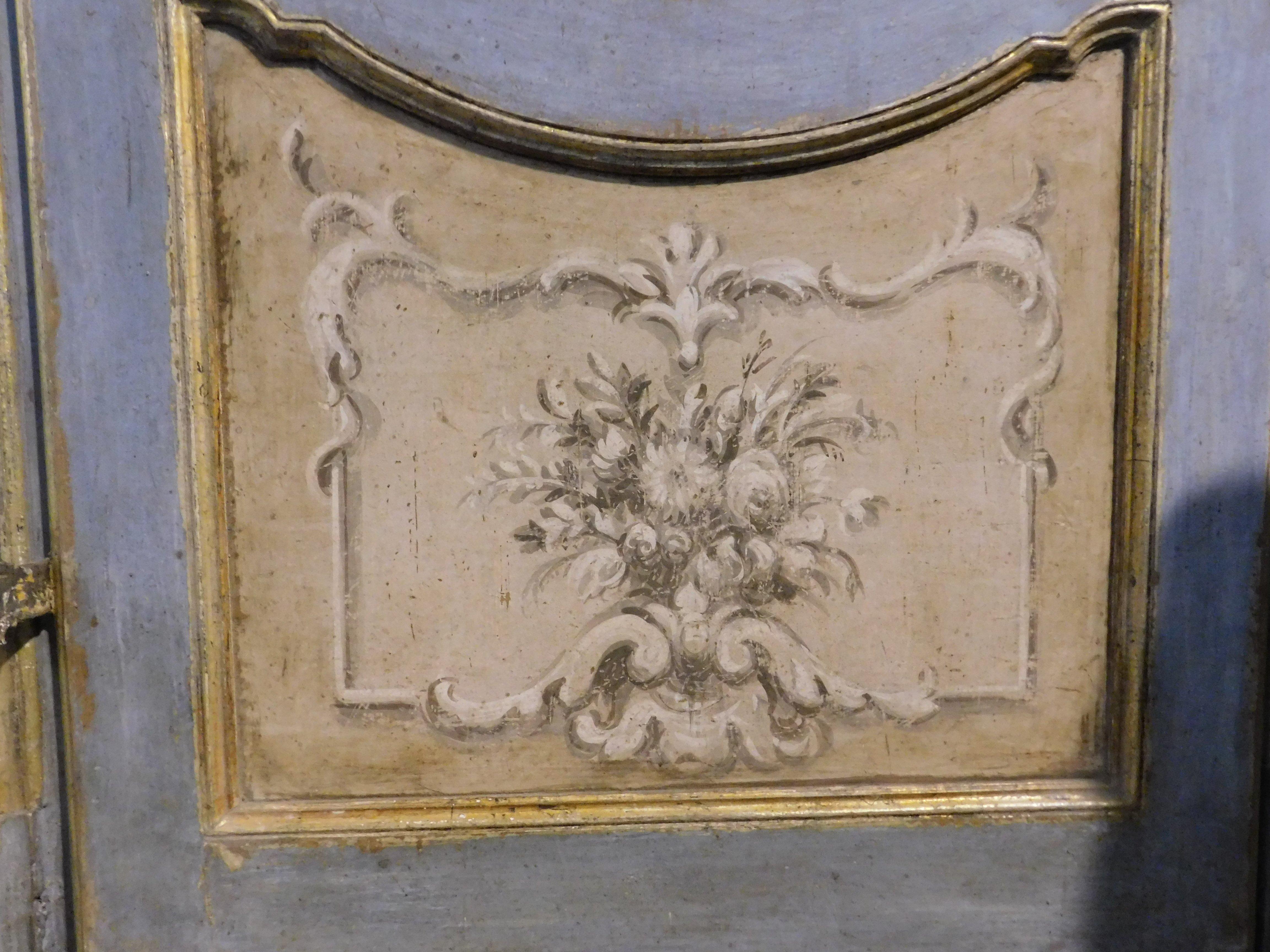 Richly painted and gilded interior door with cherubs and overdoor, Italy For Sale 1