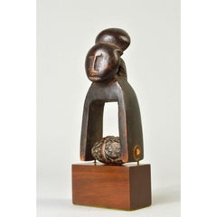 Richly Patinated Anthropomorphic Heddle Pulley in Wood