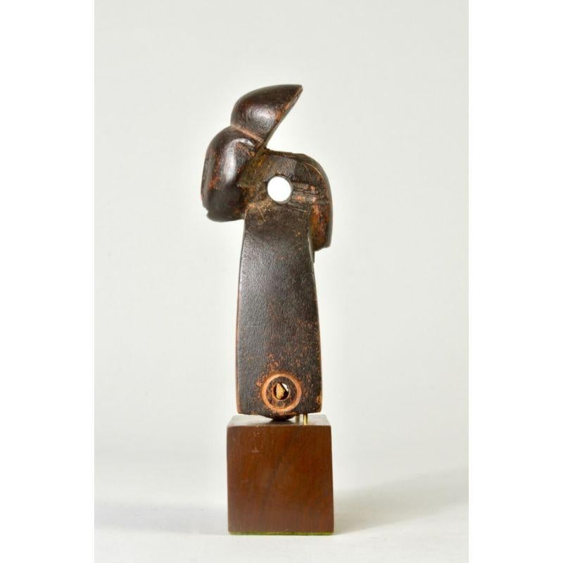 Tribal Richly Patinated Anthropomorphic Heddle Pulley in Wood For Sale