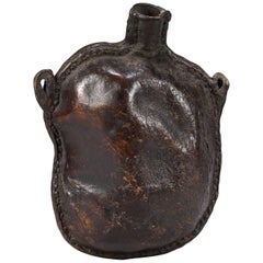 Antique Richly Patinated Early Spouted Drinking "Bottle"