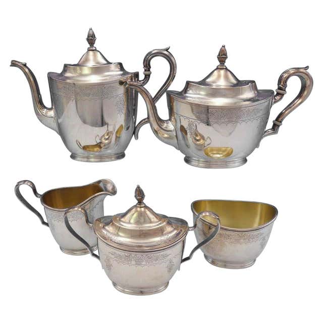 International Art Deco Sterling Silver 6 Piece Coffee Tea Set at 1stDibs