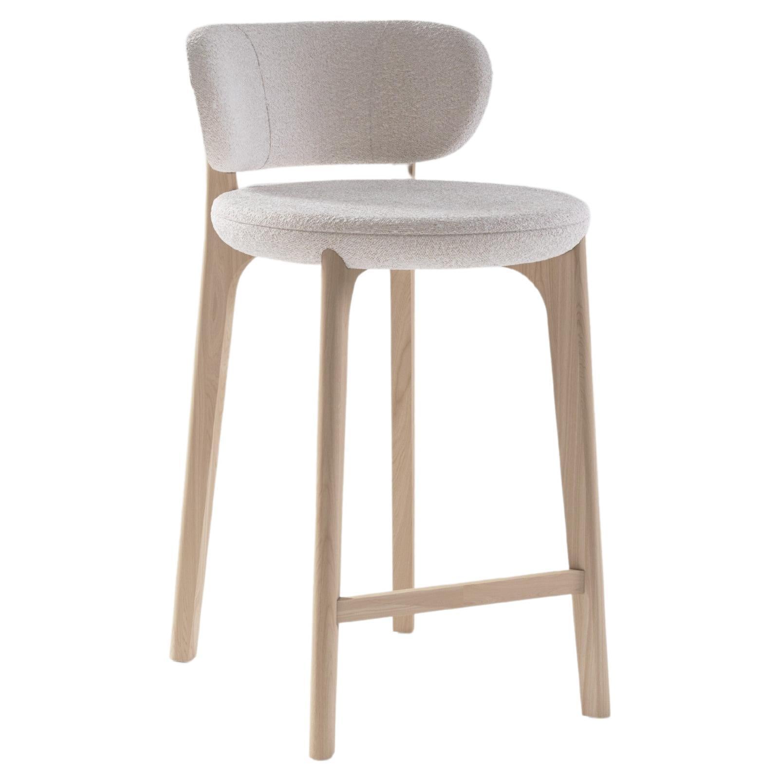 Richmond Contemporary Barstool in Wood and Fabric For Sale