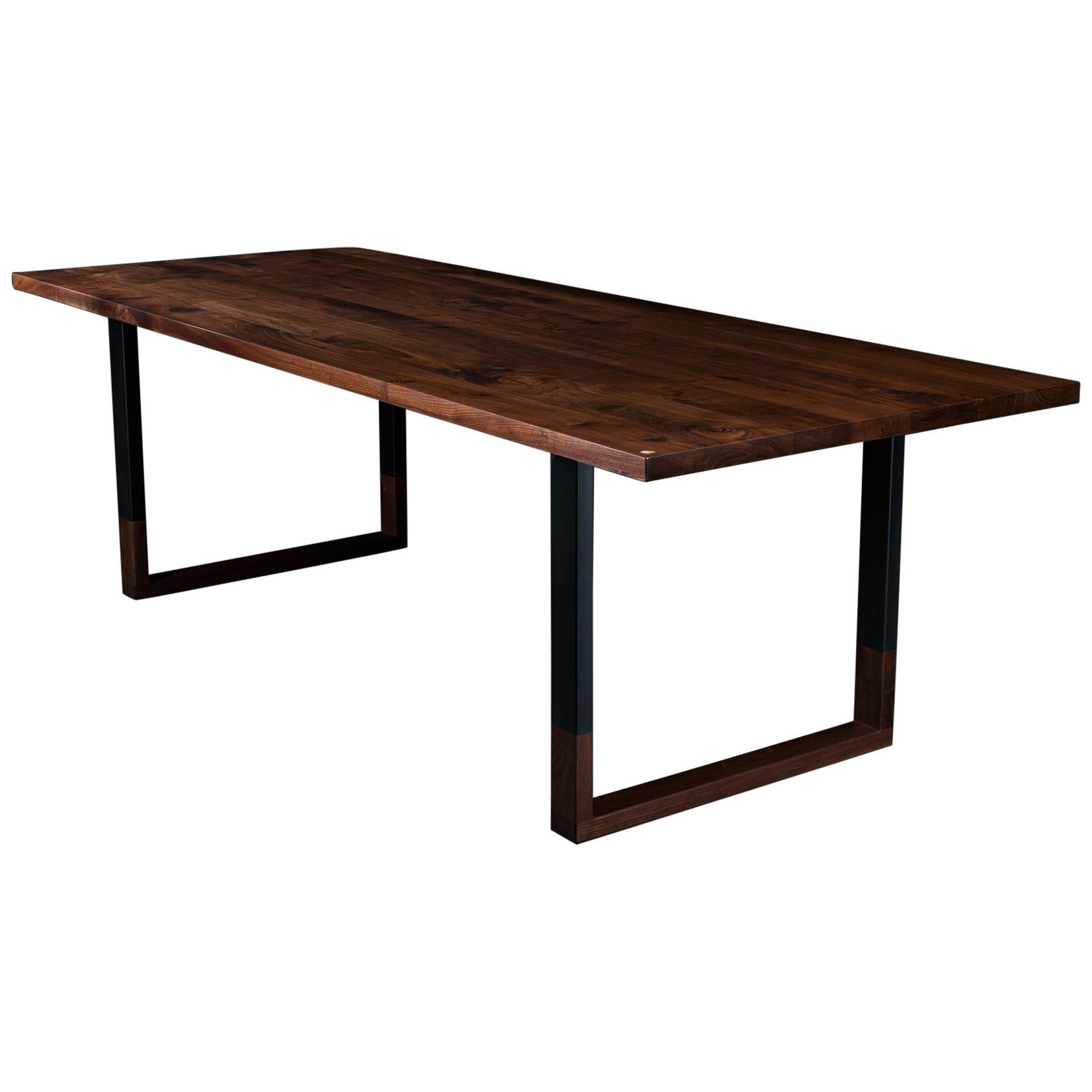 Richmond Dining Table, by Ambrozia, Solid Walnut & Black Steel (96L)