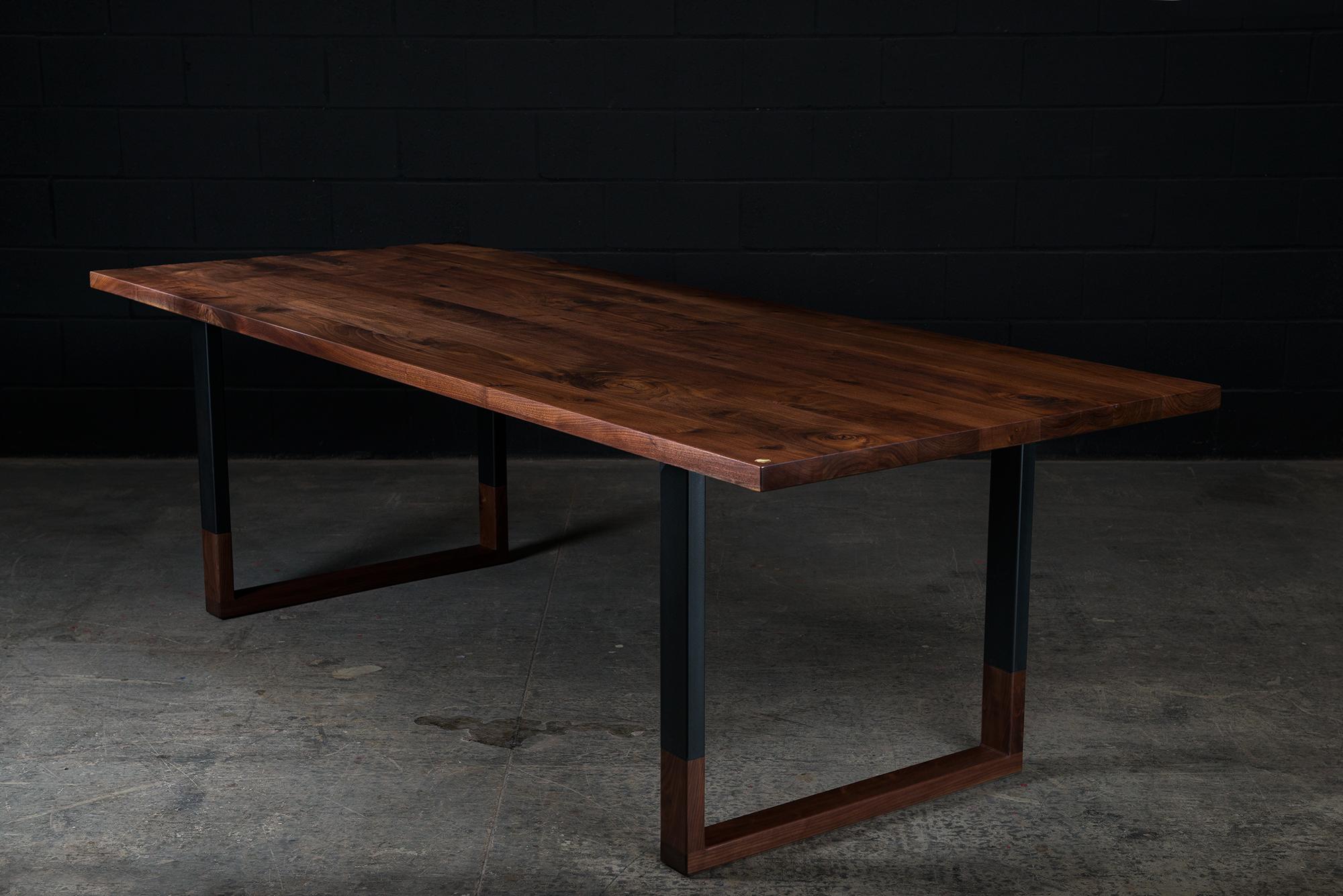 Canadian Richmond Dining Table, by Ambrozia, Solid Walnut & Black Steel, '84L' For Sale
