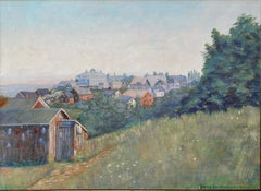 "Island Inn, Monhegan Island" Vintage Coastal Maine Landscape in Oil on Canvas
