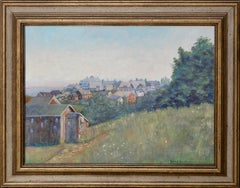"Island Inn, Monhegan Island" Vintage Coastal Maine Landscape in Oil on Canvas