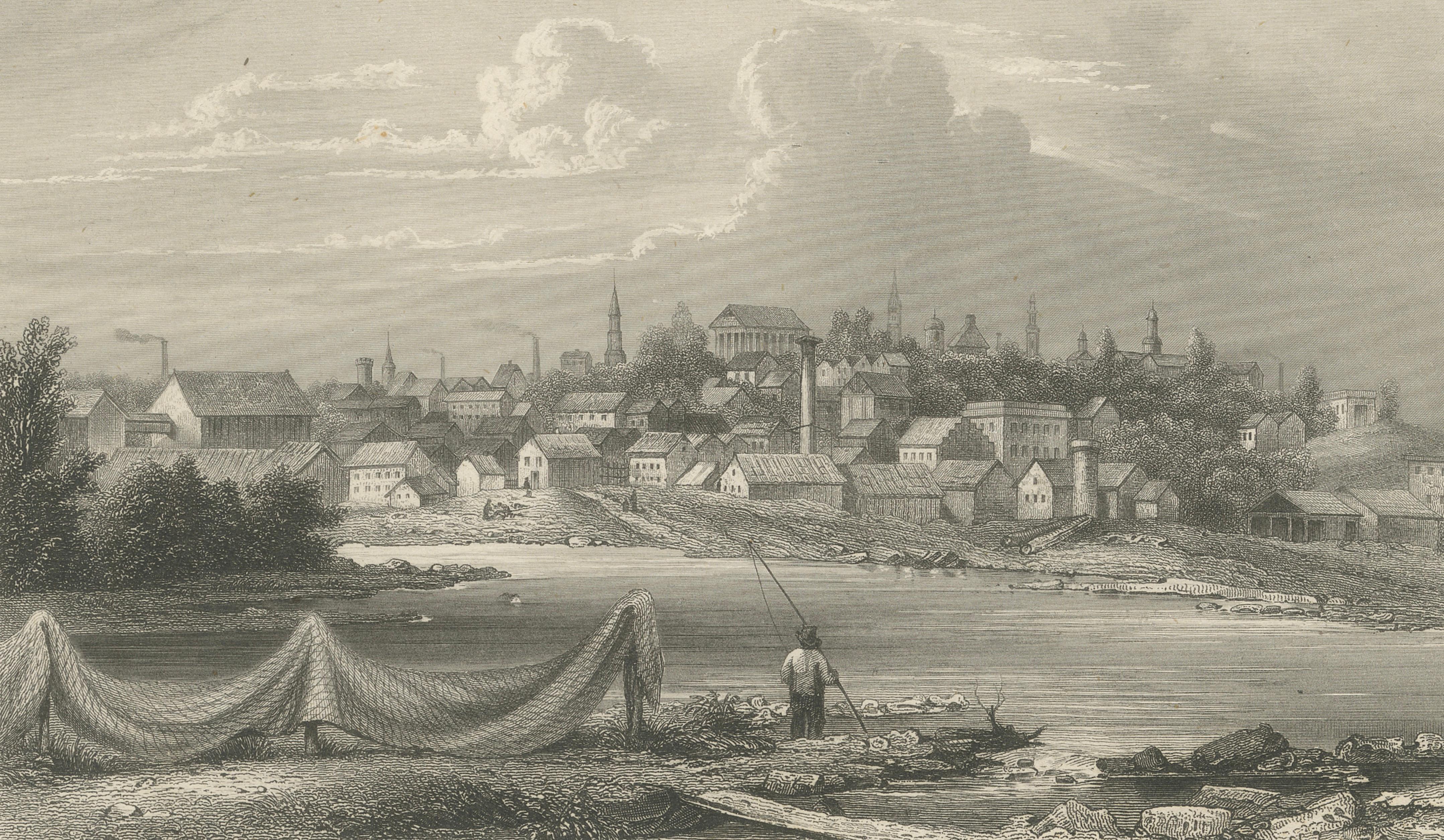 Richmond Virginia James River View – Antique Steel Engraving c.1850