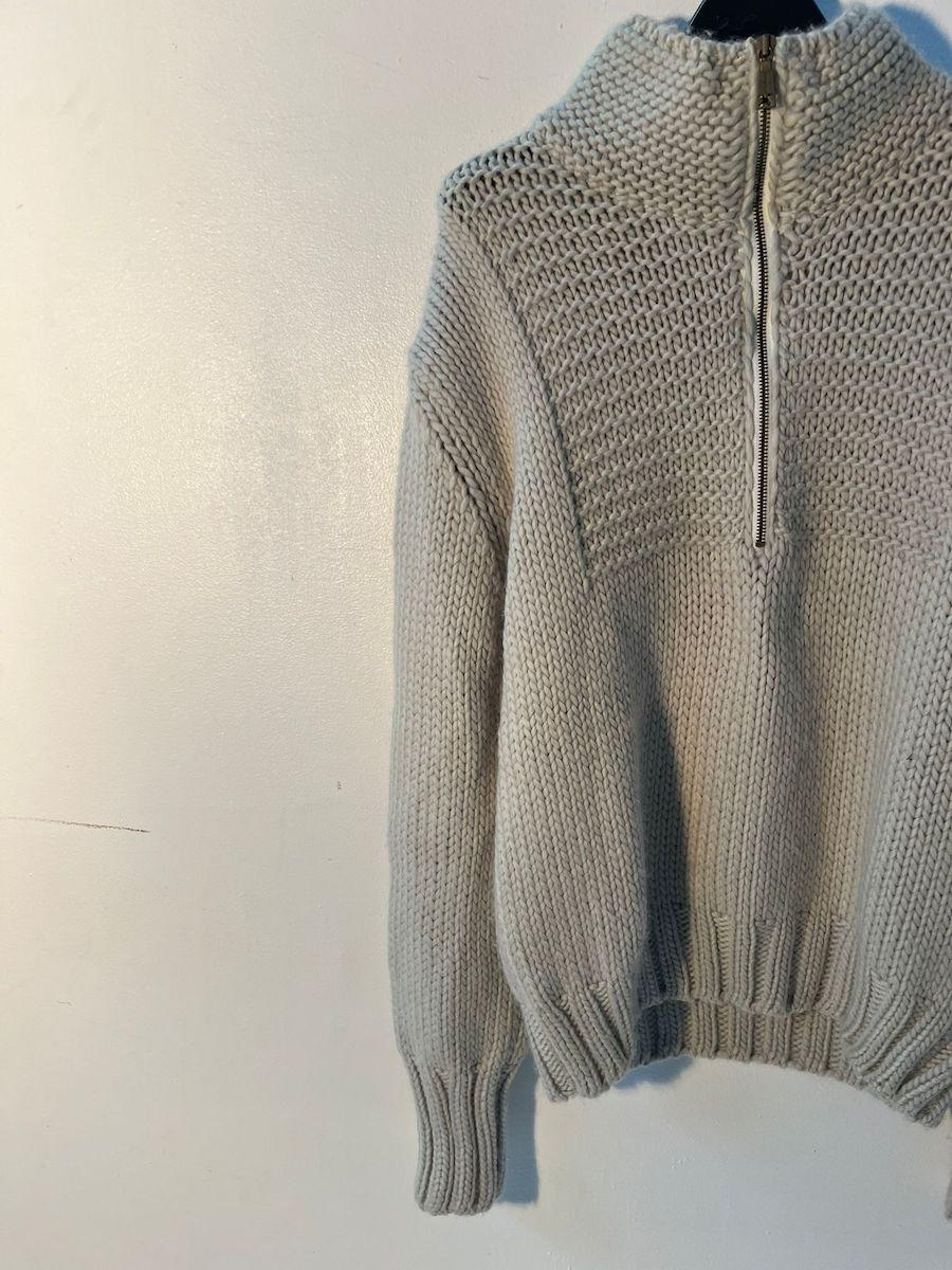 Richmond 'X' Beige Grobstrickpullover aus Wolle mit halbem Reißverschluss im Angebot 5