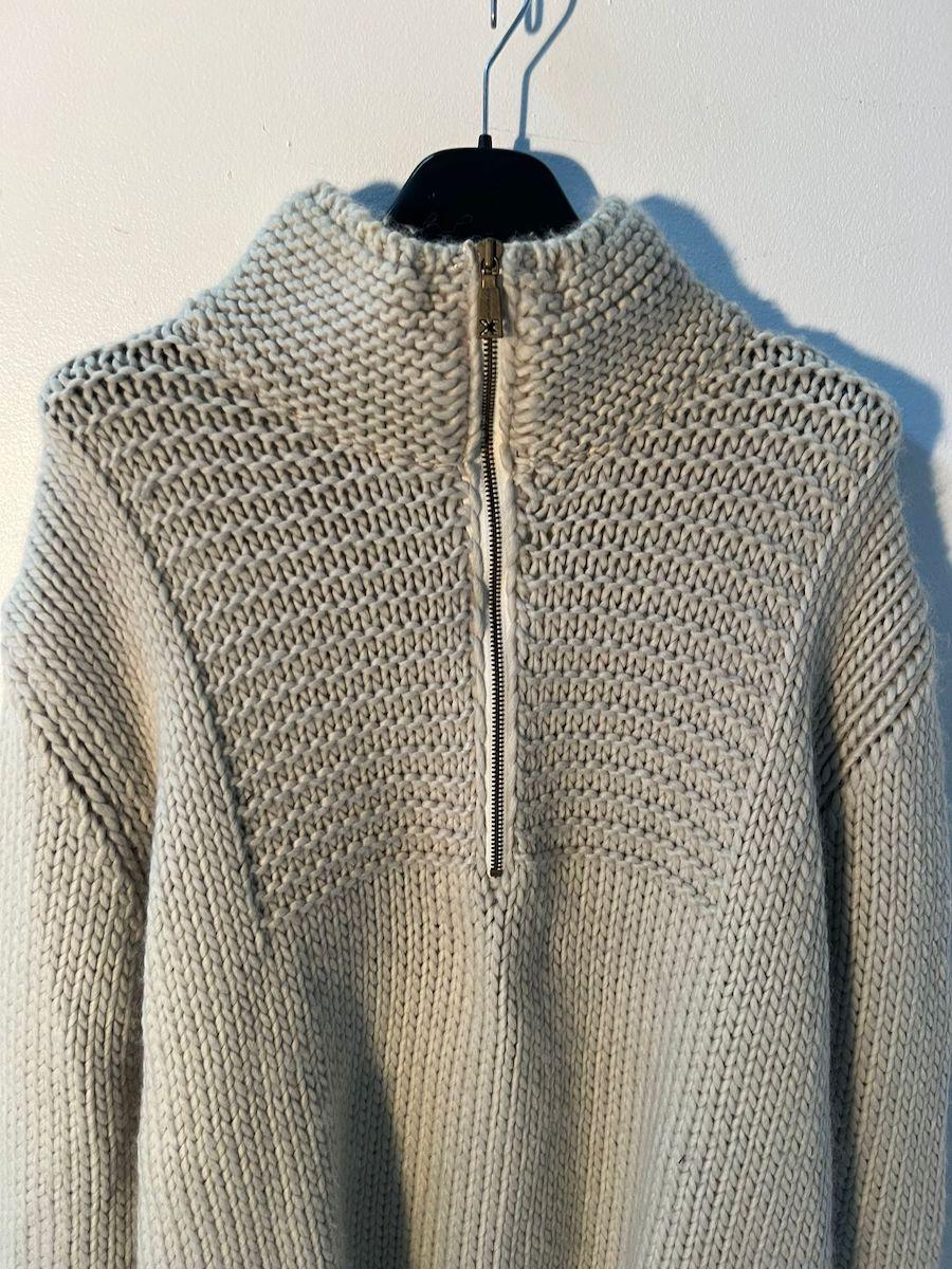 Richmond 'X' Beige Grobstrickpullover aus Wolle mit halbem Reißverschluss im Angebot 7