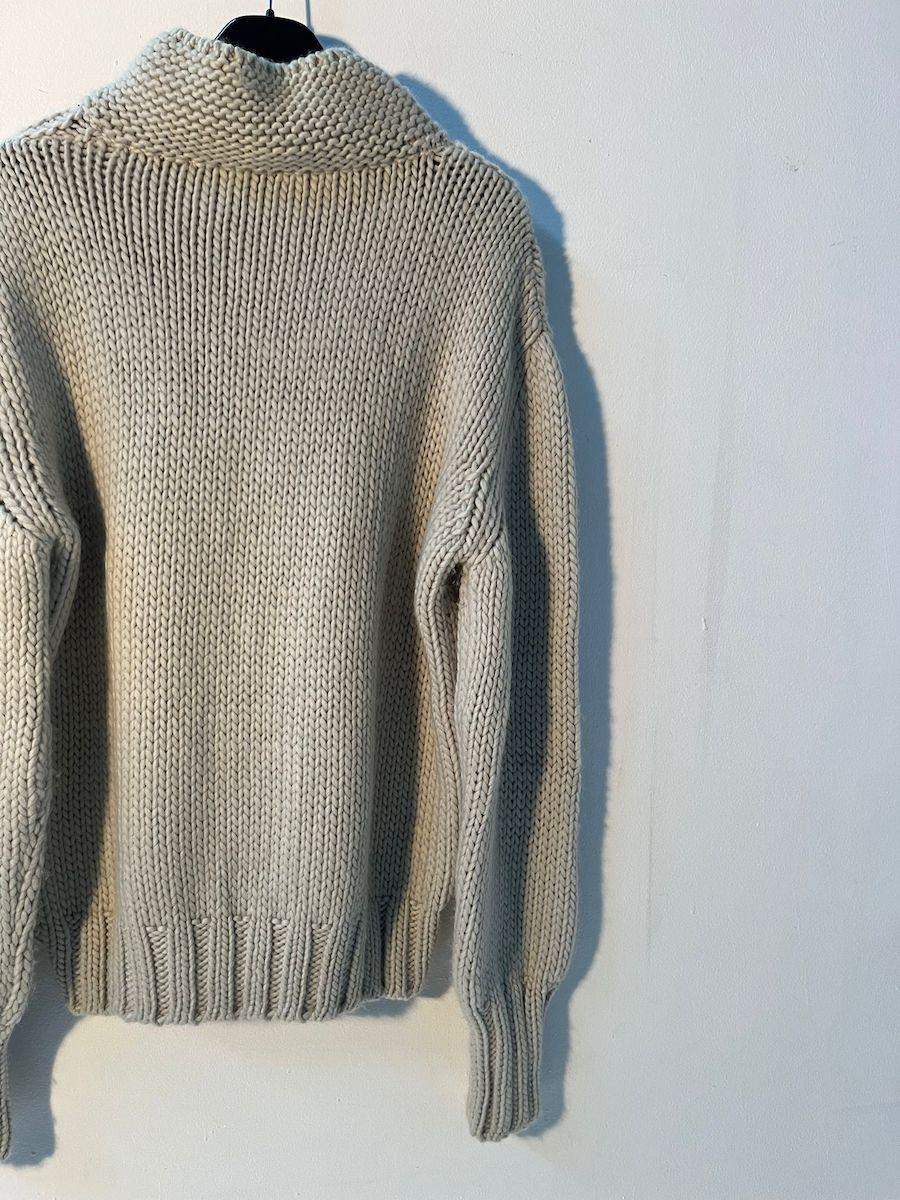 Richmond 'X' Beige Grobstrickpullover aus Wolle mit halbem Reißverschluss im Angebot 9