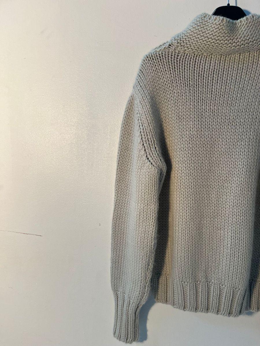 Richmond 'X' Beige Grobstrickpullover aus Wolle mit halbem Reißverschluss im Angebot 11