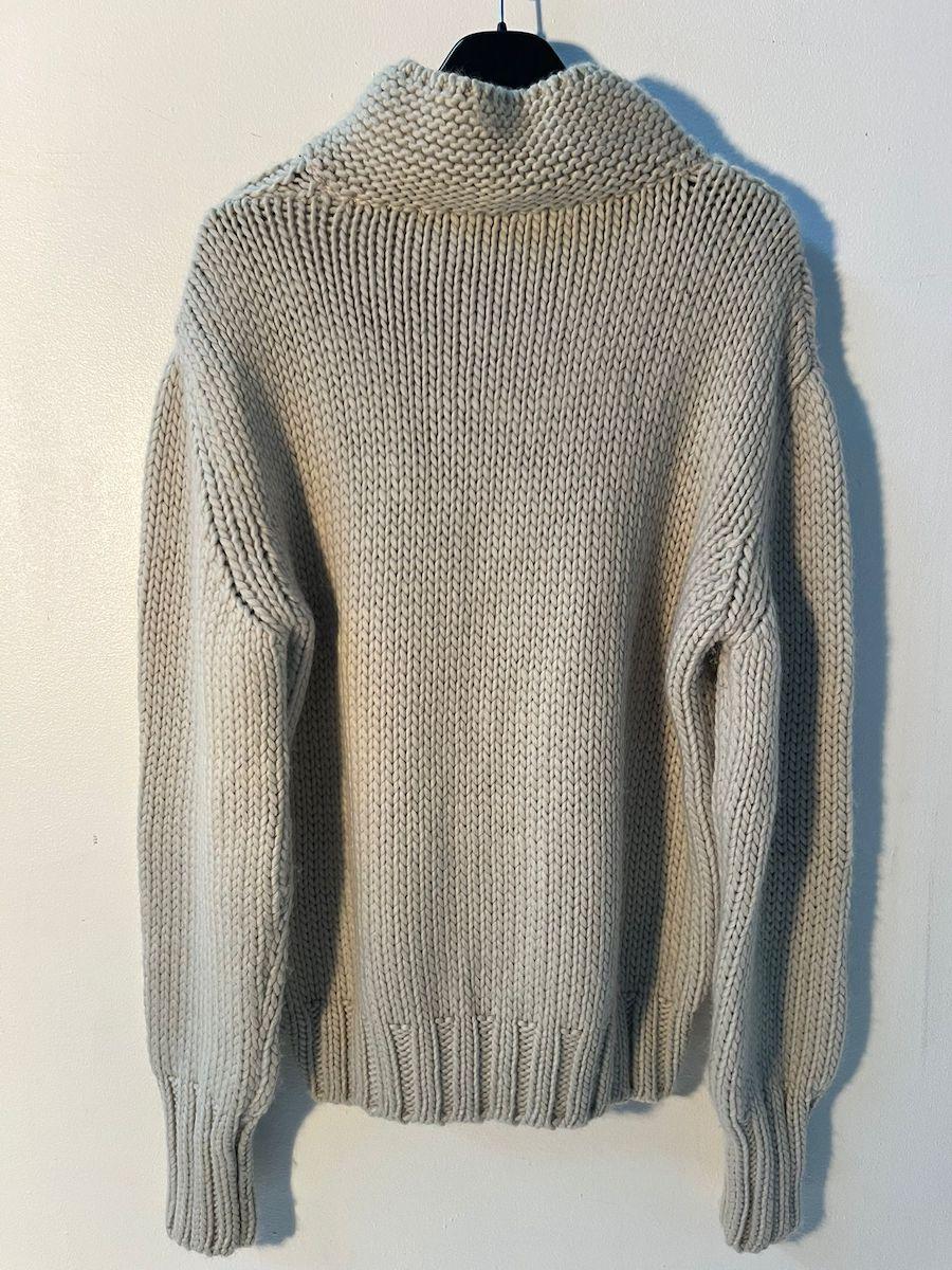 Richmond 'X' Beige Grobstrickpullover aus Wolle mit halbem Reißverschluss im Angebot 12