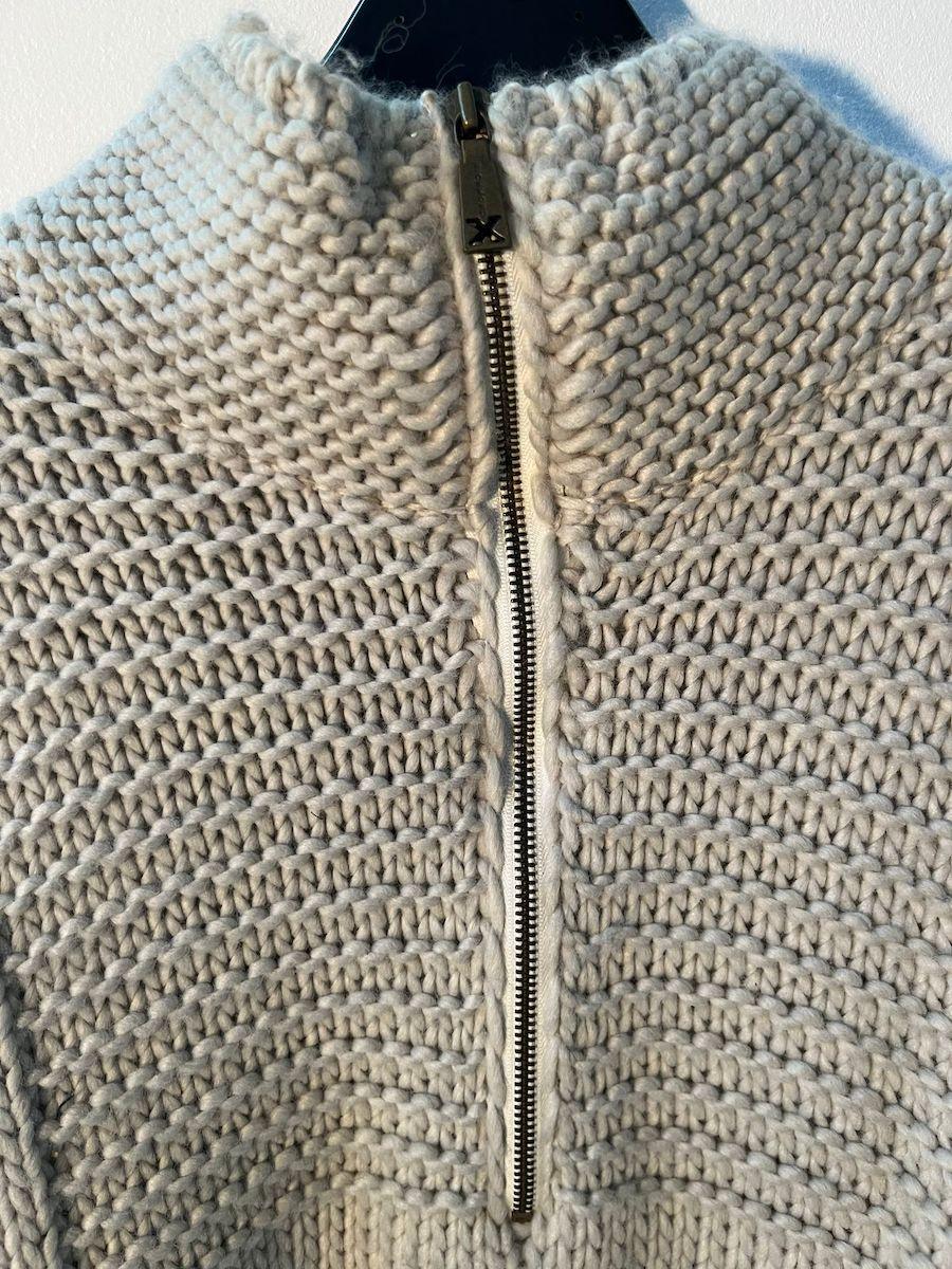 Richmond 'X' Beige Grobstrickpullover aus Wolle mit halbem Reißverschluss (Gray) im Angebot