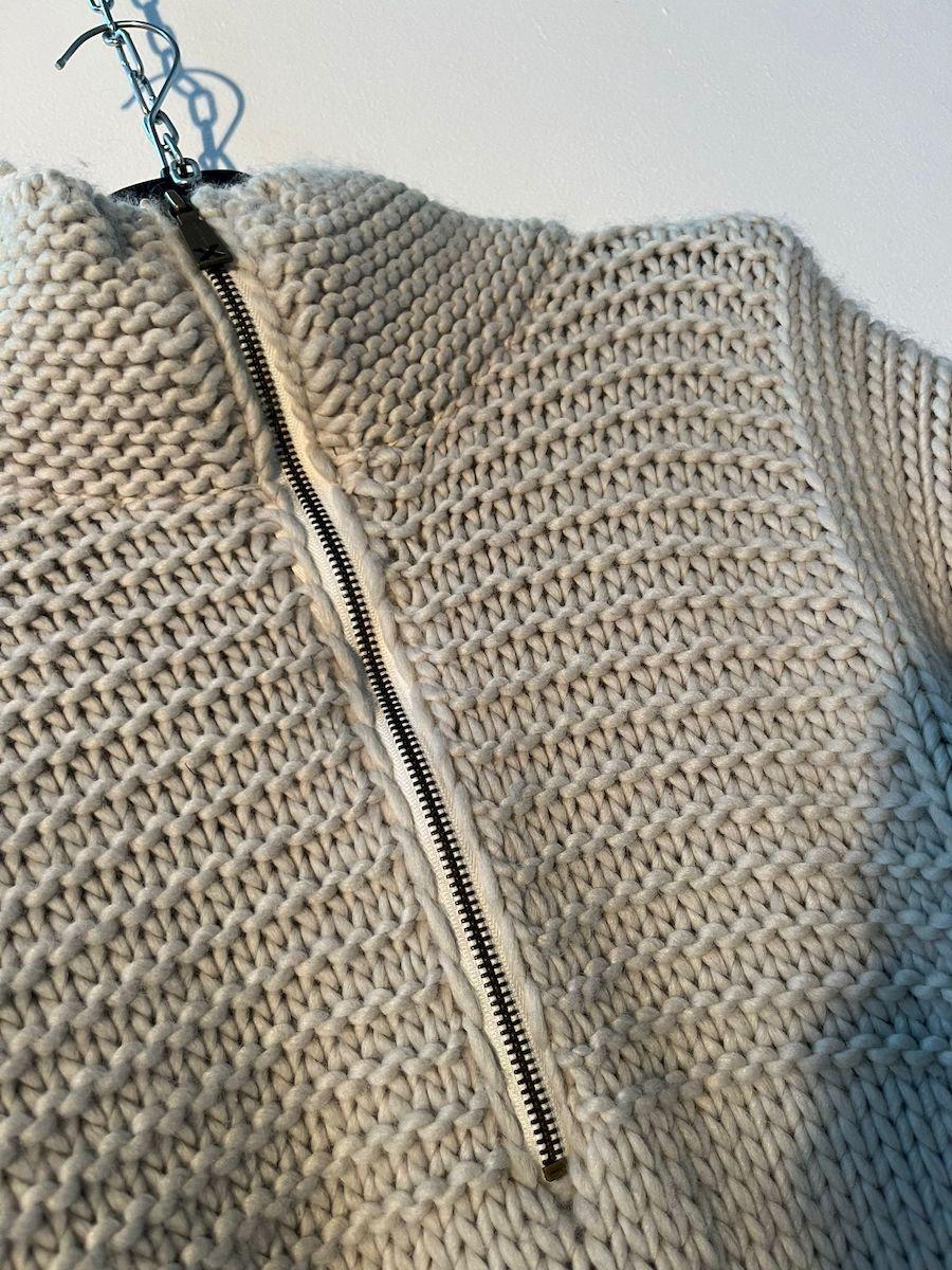 Richmond 'X' Beige Grobstrickpullover aus Wolle mit halbem Reißverschluss im Zustand „Hervorragend“ im Angebot in Milano, IT