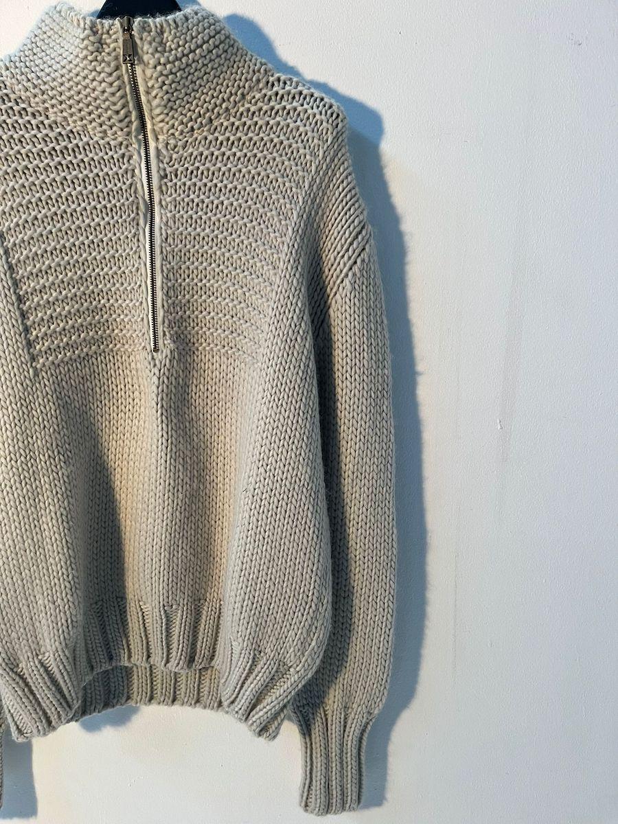 Richmond 'X' Beige Grobstrickpullover aus Wolle mit halbem Reißverschluss für Damen oder Herren im Angebot