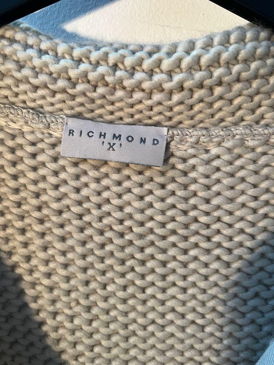 Richmond 'X' Beige Grobstrickpullover aus Wolle mit halbem Reißverschluss im Angebot 3