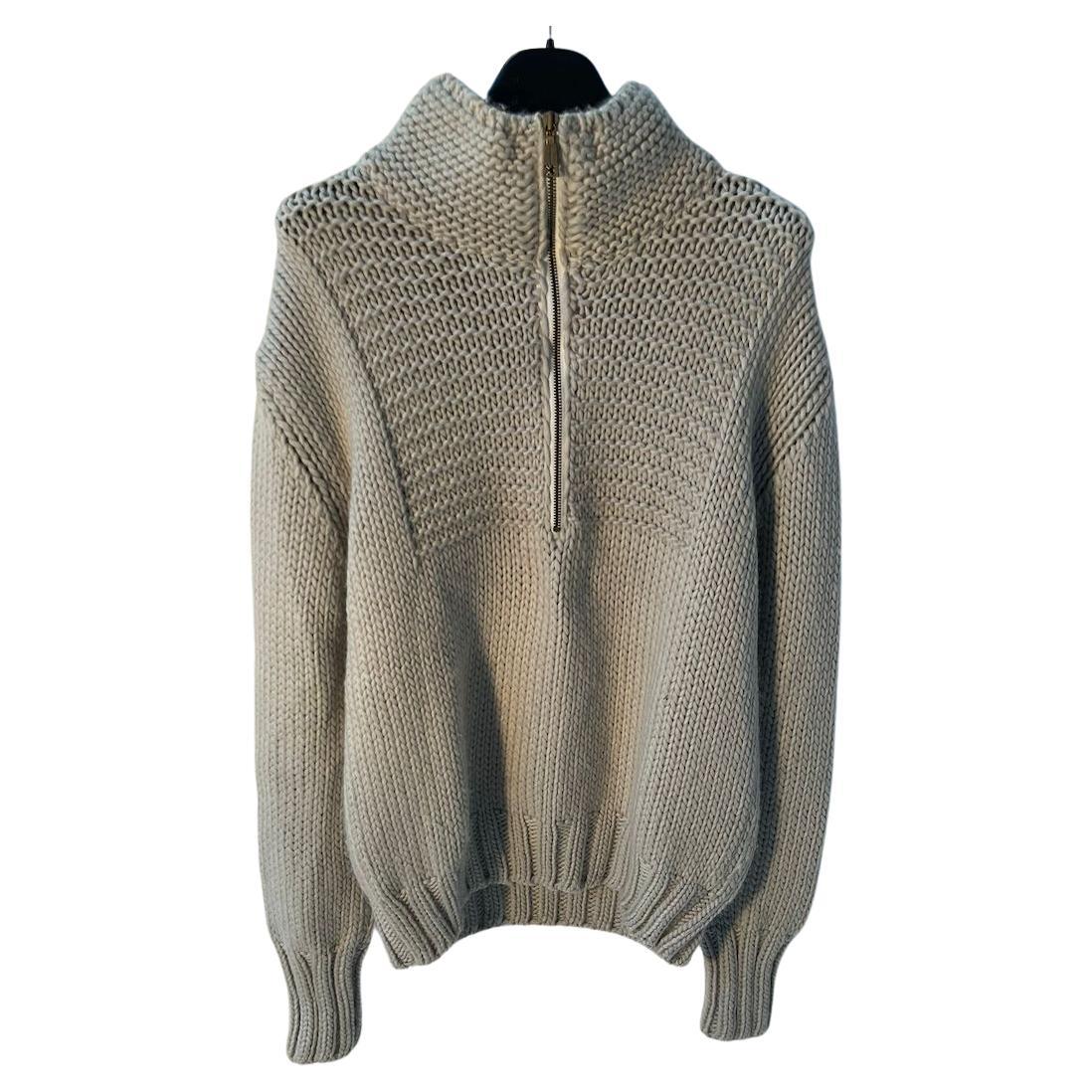 Richmond 'X' Beige Chunky Knit Wool Half-Zip Sweater