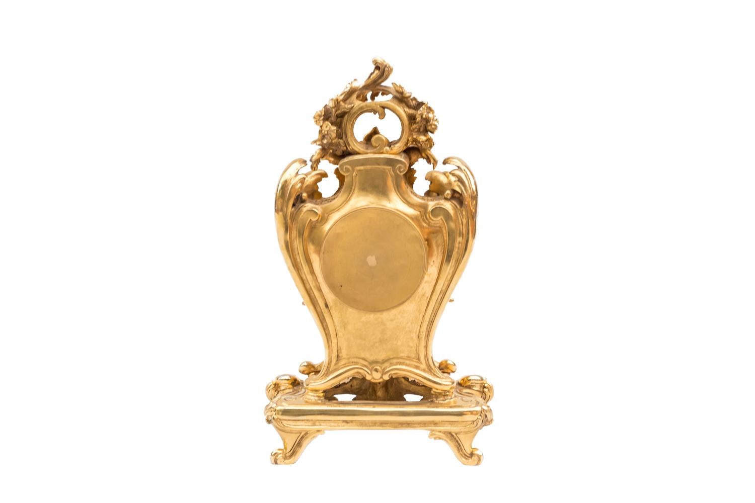 Richond, Rocaille Style Clock in Gilt Bronze, Before 1873 (Rokoko)