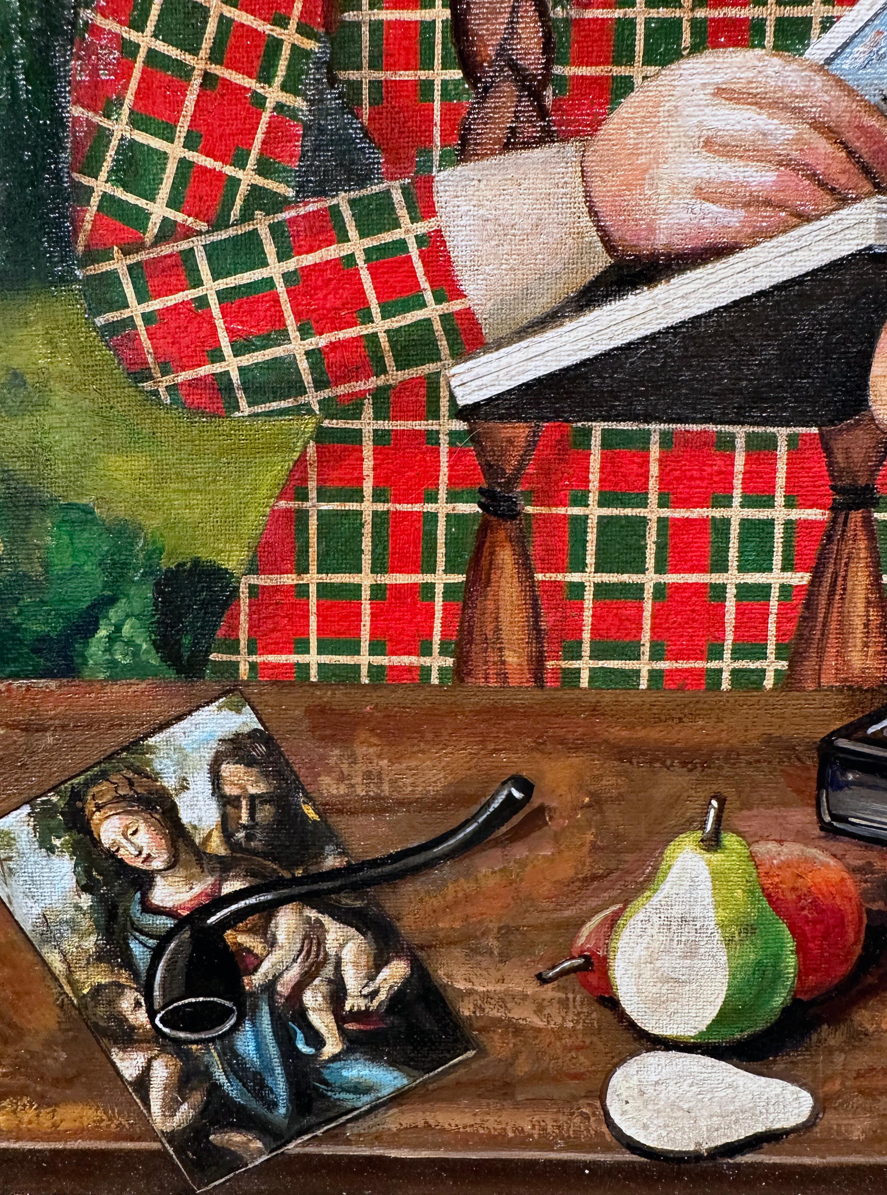 Hummingbird Girl (With Her Book) Woman Reading, Oil on Canvas, Artist Made Frame 2