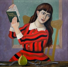The Distracted Reader, Young Woman Reading Grimm's Fairy Tales, Framed