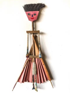 Bettanin Broom Woman with Found Objects//Folk Art