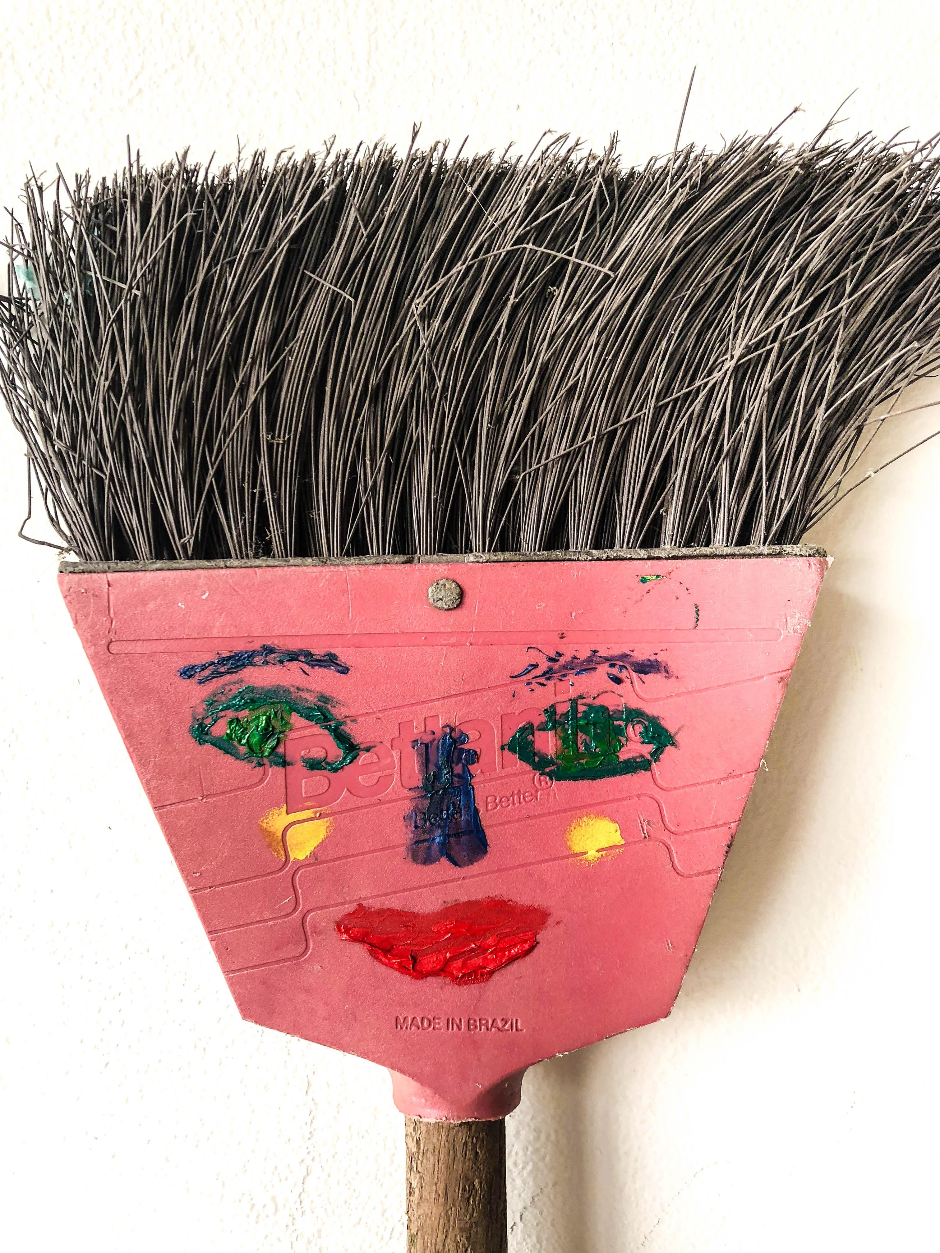 Bettanin Broom Woman with Found Objects//Folk Art - Sculpture by Rick Borg
