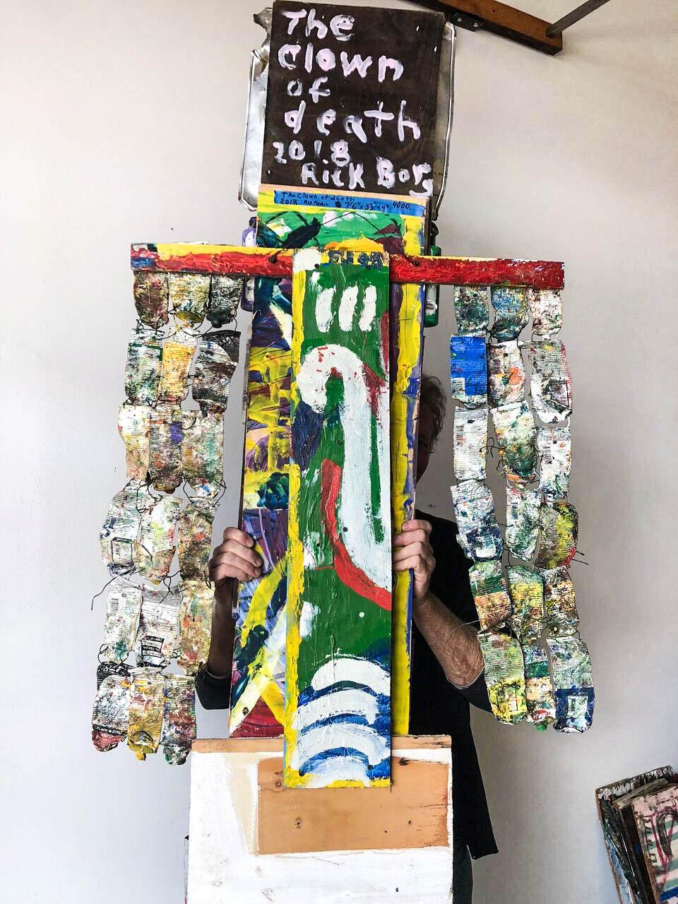 Colorful and vibrant folk art installation made from found objects.

Artist Statement	
“I love to paint. It’s very natural for me. It’s a daydream with paint or an expression of feeling or an experiment or just fun and soul exploration or prayer or