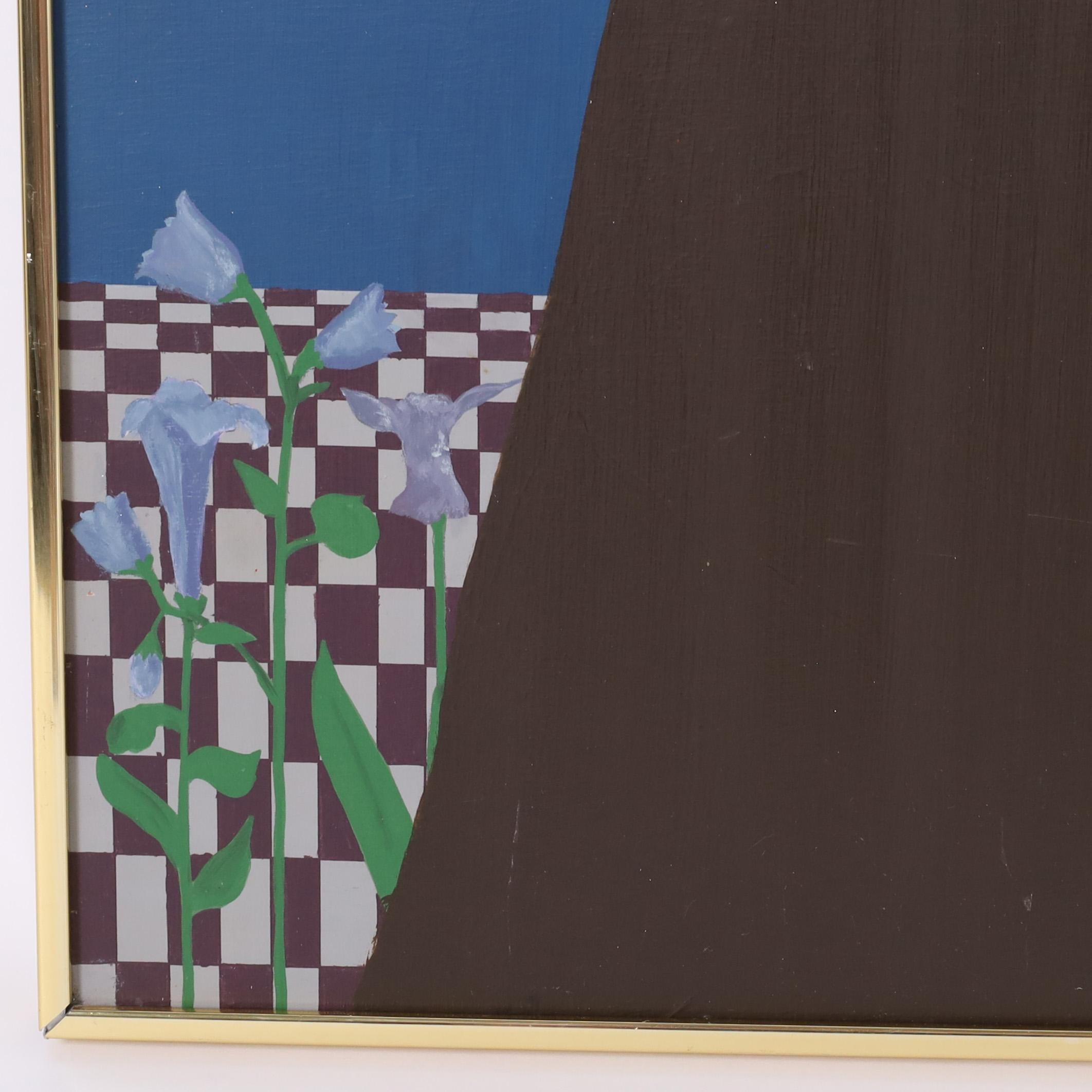 Rick Devin Modernistisches Gemälde einer Giraffe aus der Mitte des Jahrhunderts (Moderne) im Angebot