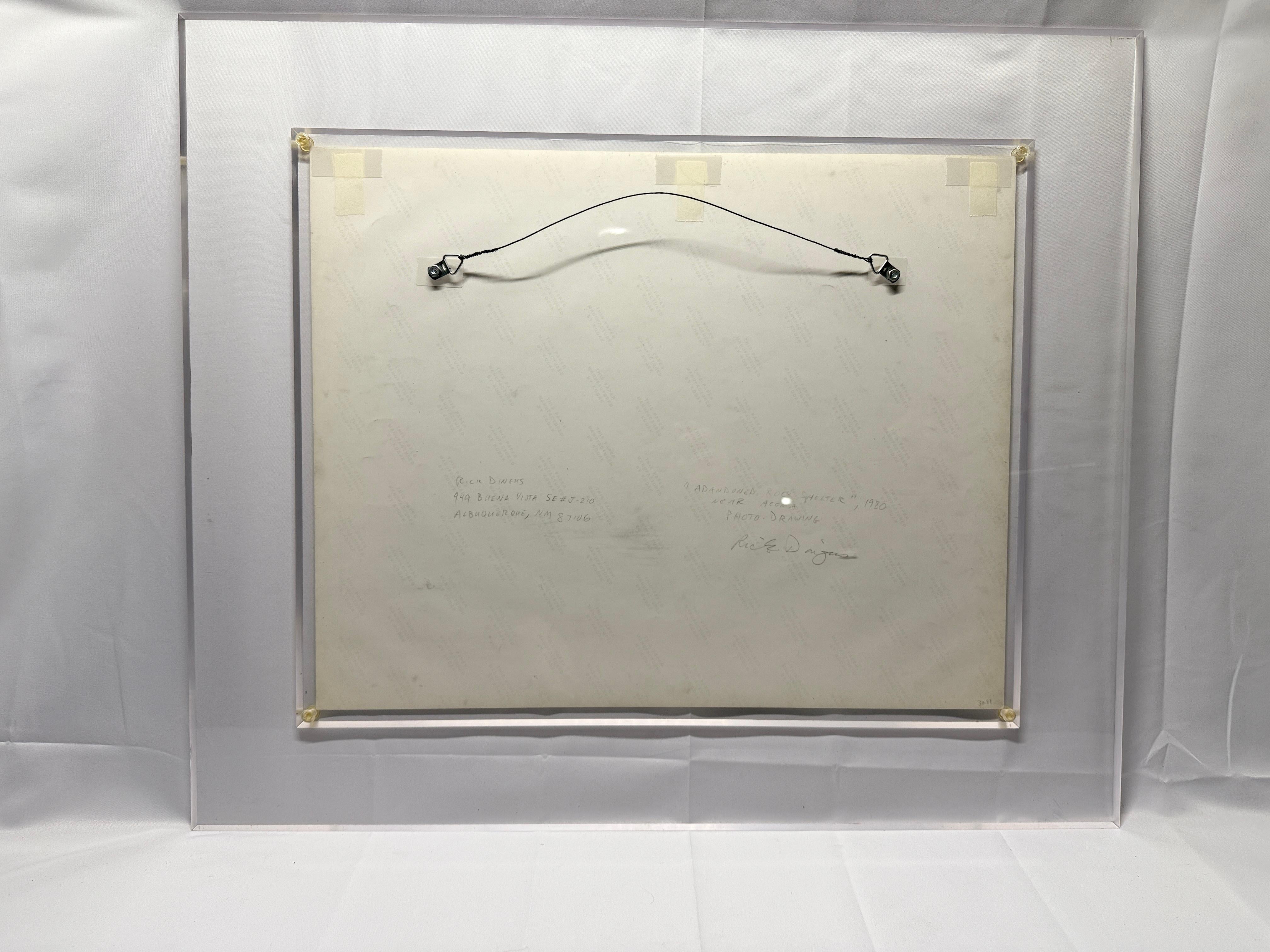 Lucite Rick Dingus, Abandoned Rock Shelter Near Acoma Graphite on Photograph, c. 1980 For Sale