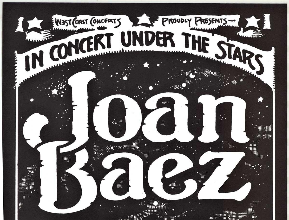Joan Baez au concert Under the Stars - Affiche vintage d'origine du concert, 1975 - Print de Rick Griffin