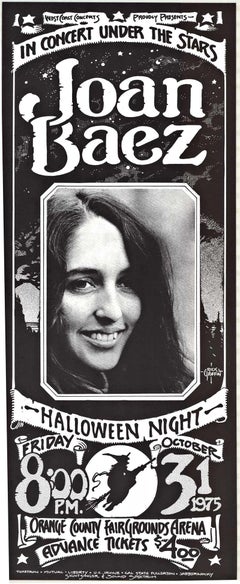 Poster d'epoca di Joan Baez in concerto sotto le stelle originale del 1975