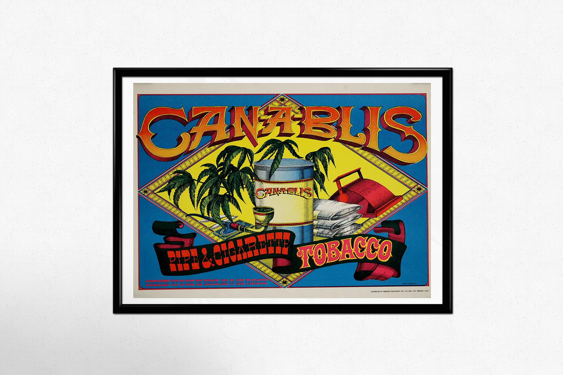 Original 1967 poster by Rick Griffin for Can-A-Blis Pipe & Cigarette tobacco For Sale 1