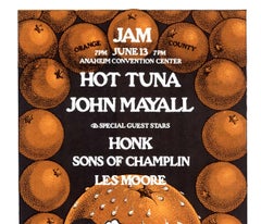 Vintage 1975 Hot Tuna & John Mayall Concert Poster, Original Rick Griffin