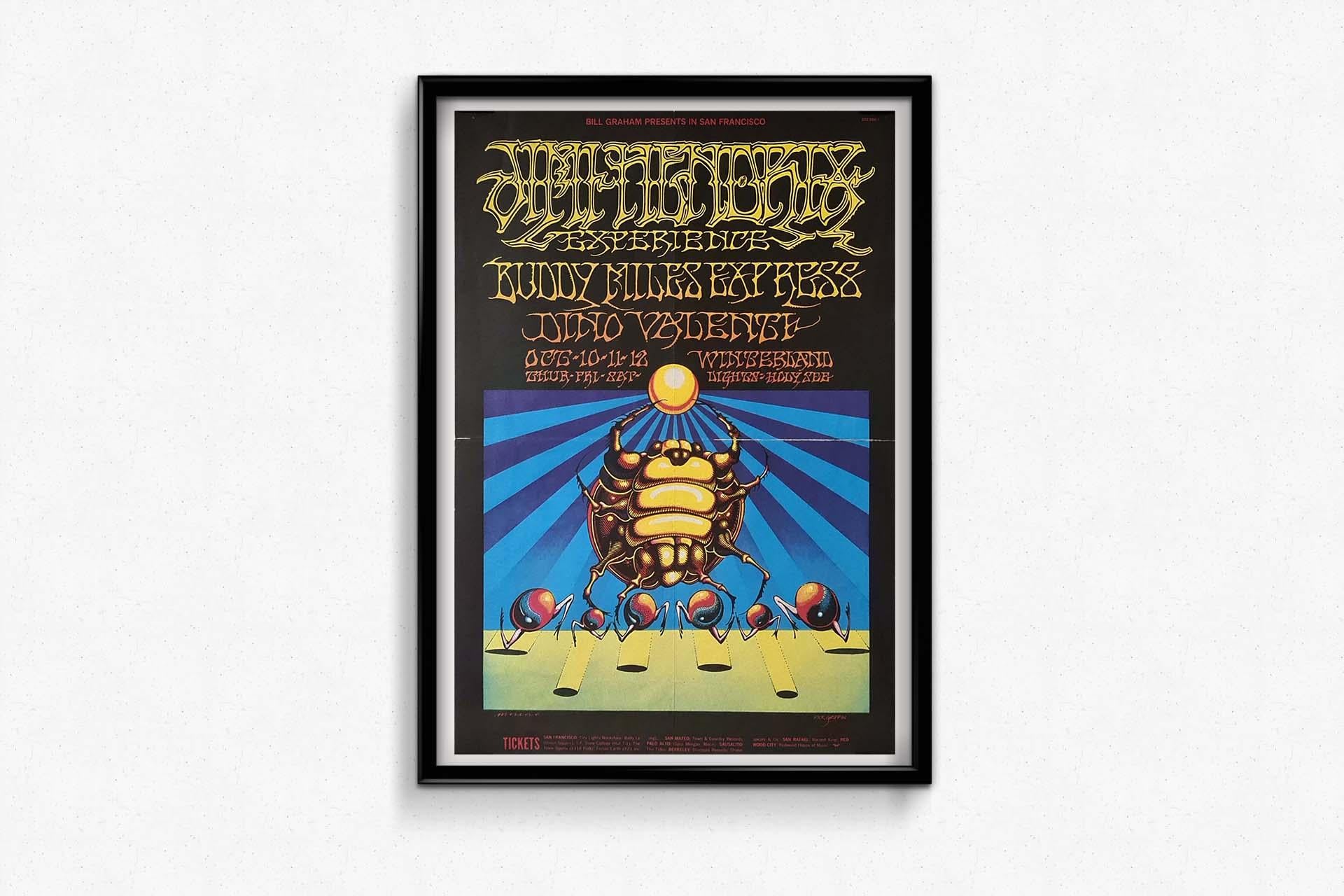 Poster for the concert of Jimi Hendrix, Buddy Miles Express and Dino Valenti For Sale 1