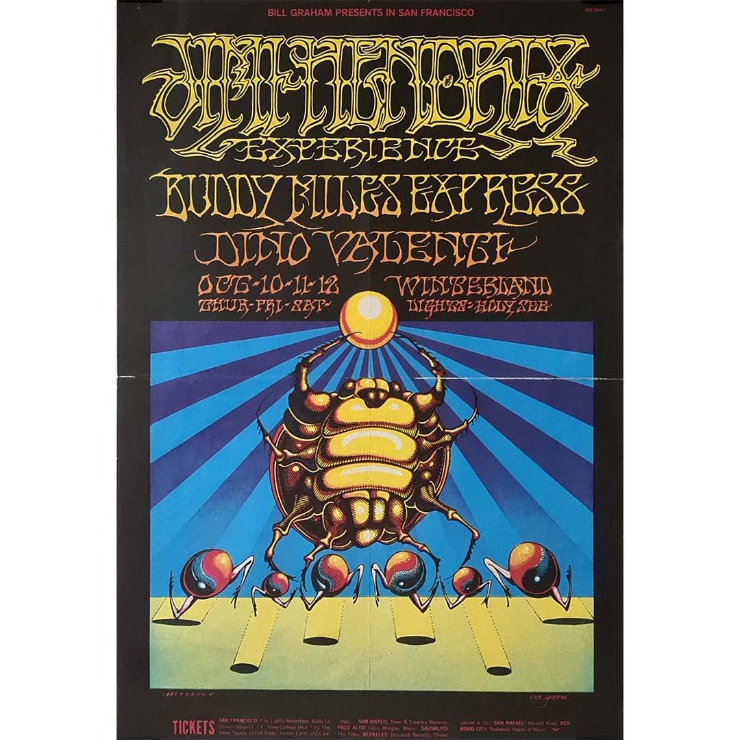 Poster for the concert of Jimi Hendrix, Buddy Miles Express and Dino Valenti - Print by Rick Griffin