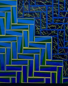 Contemporary Abstract Geometric Acrylic Painting, 49.75 x 40 in, Rick Griggs