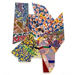 Flying My Kite by Rick Griggs, 2025, Mixed Media Abstract Painting, Shaped Panel