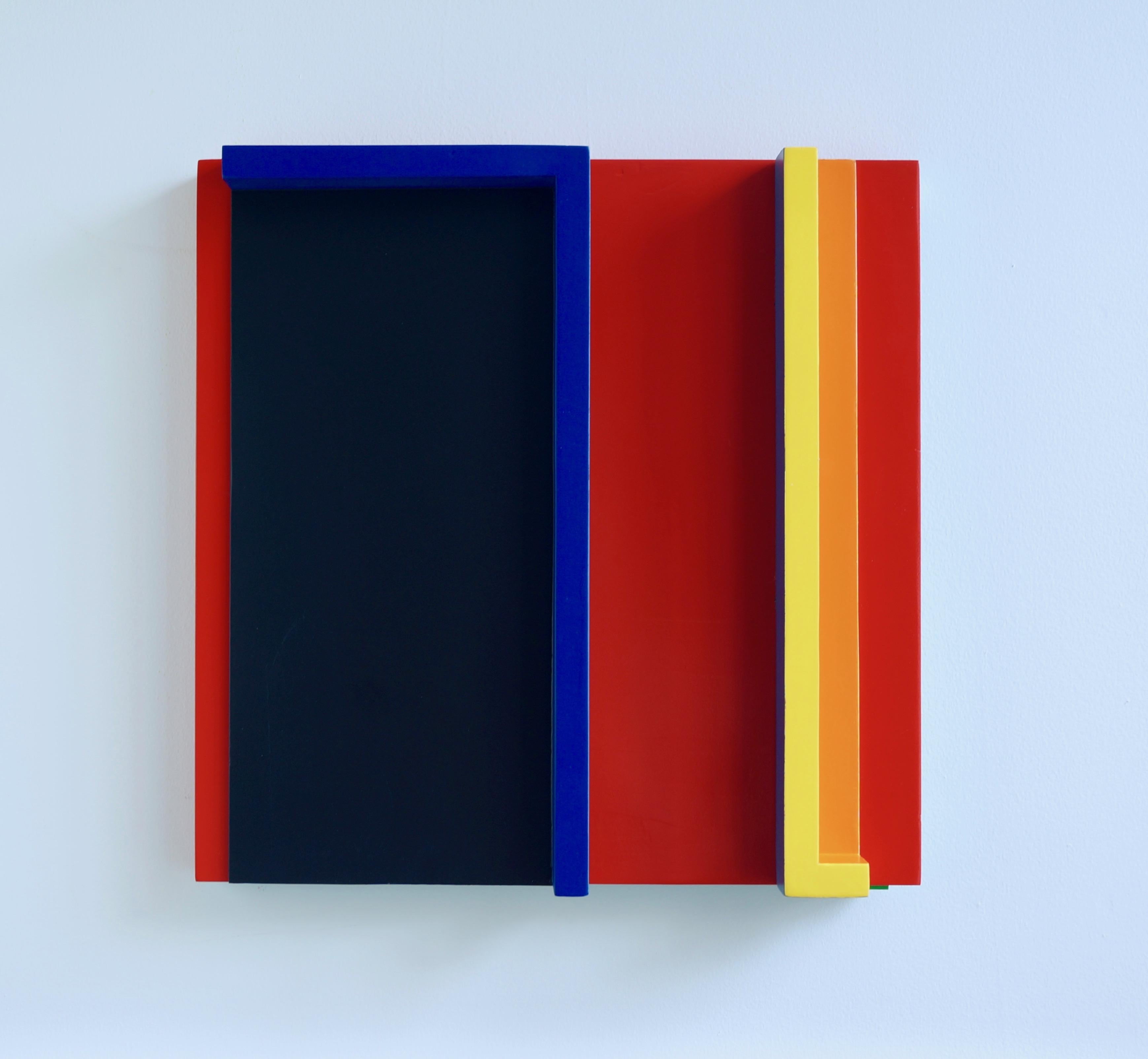 Rick Griggs Abstract Sculpture - "Outside at the Parker - Red", Wood Sculpture, Wall Mounting, Minimalism, Paint