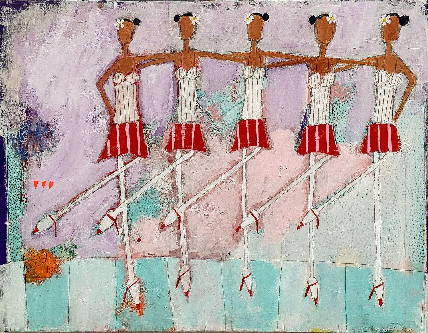 Rick Hamilton Figurative Painting - The Chorus Line, Original Painting