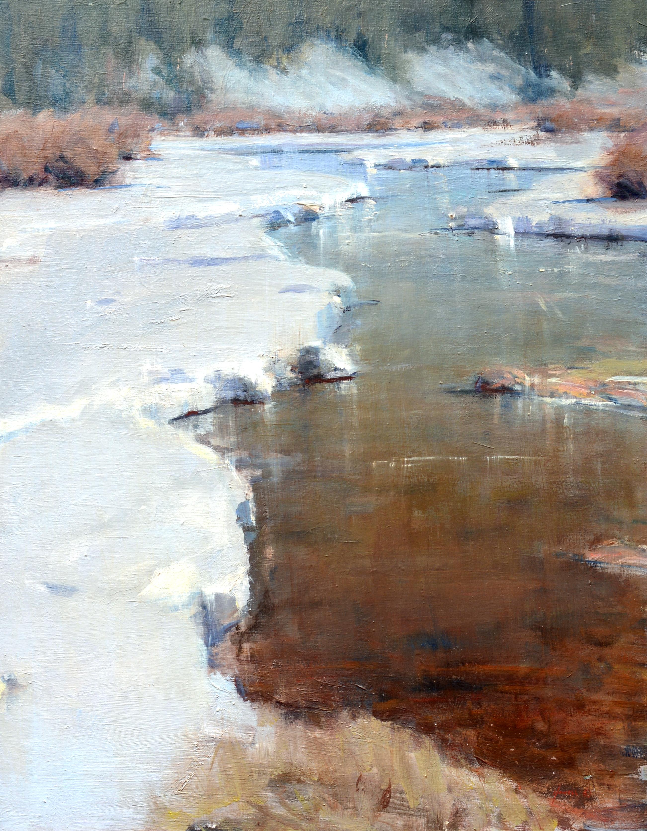 Rick Howell Landscape Painting - "Icy River" Oil Painting
