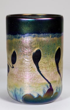 Rick Hunter Art Deco Green Bud Vase, American Studio Art Glass
