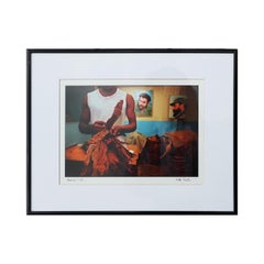 Havana, Cuba Daily Life Color Photograph of a Man Working with Cigar Wraps