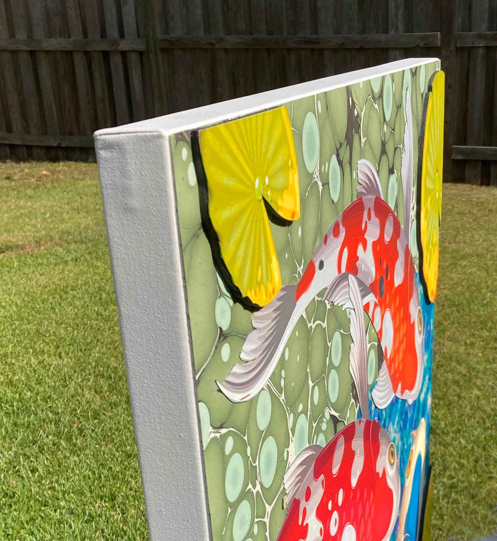 KOI FUN, Pittura originale - Mixed Media Art Espressionista di Rick 